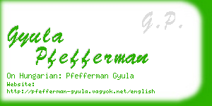 gyula pfefferman business card